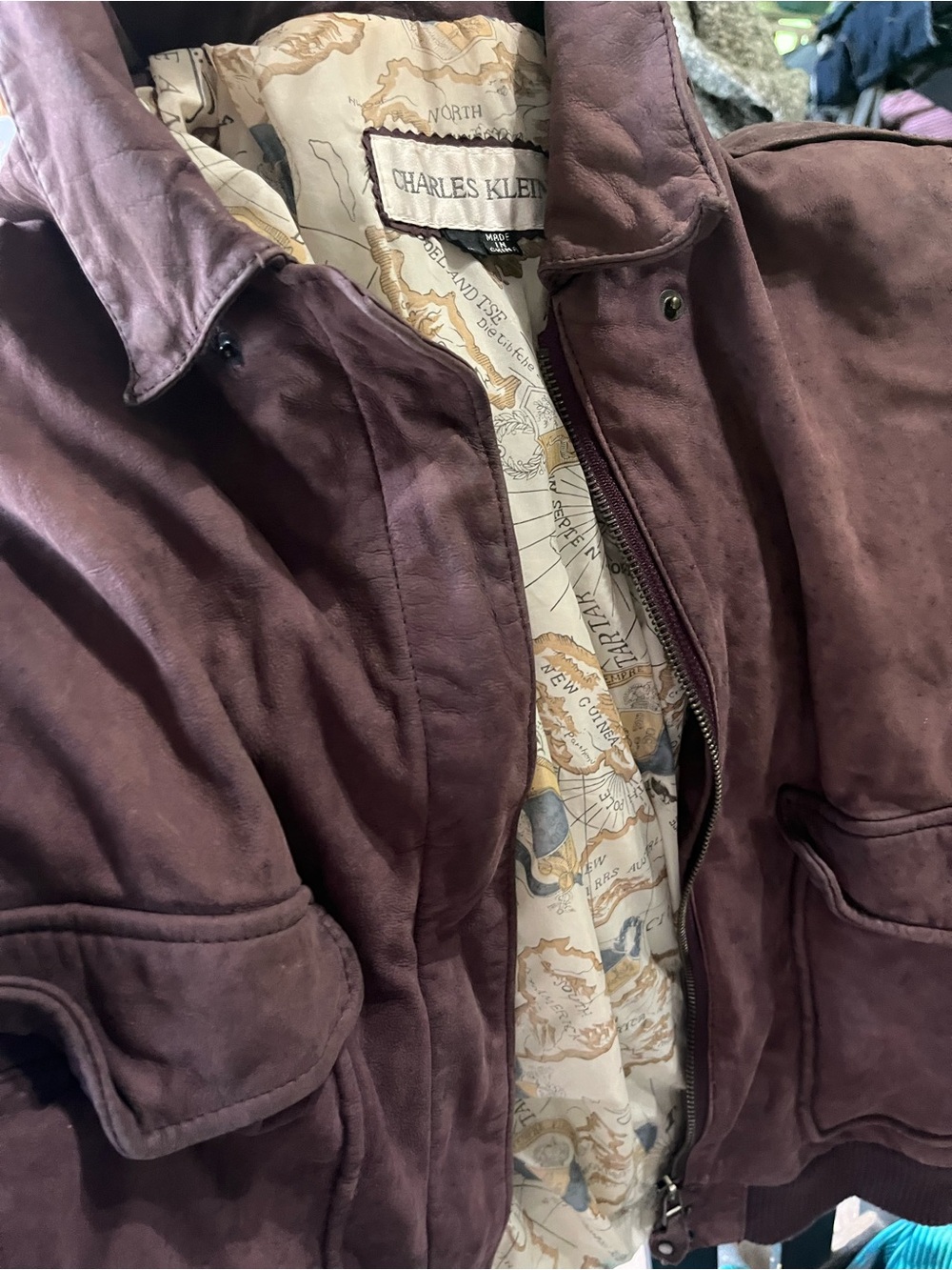 Charles Klein Women's Burgundy Suede Bomber Jacket